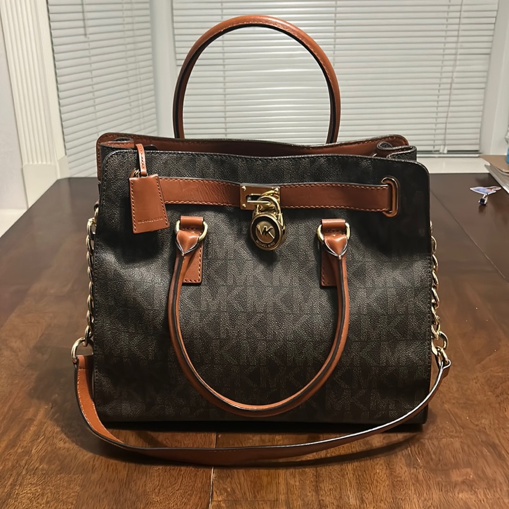 Michael Kors Large Brown Signature Hamilton Tote EUC